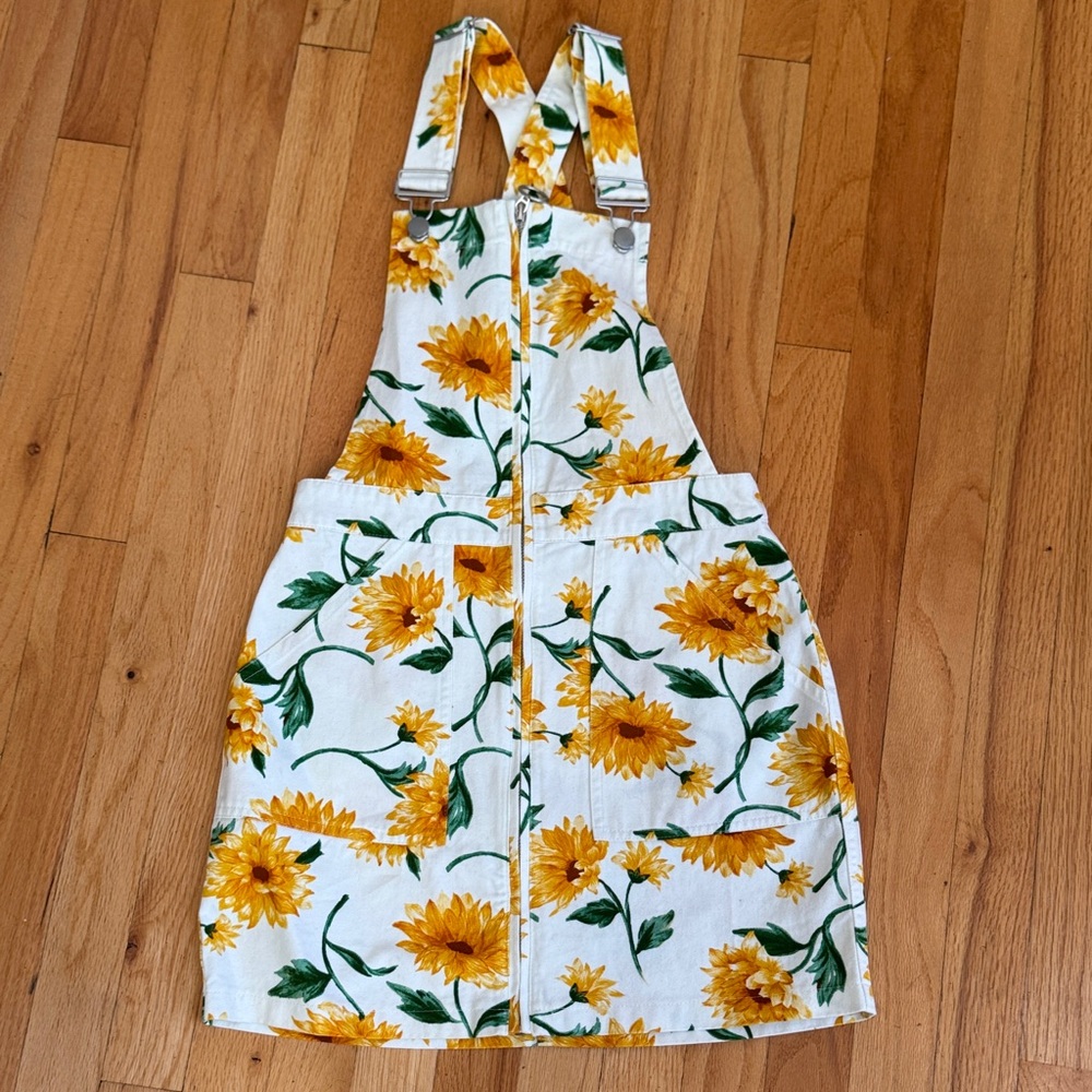 Forever 21 Floral Sunflower Pinafore Dress